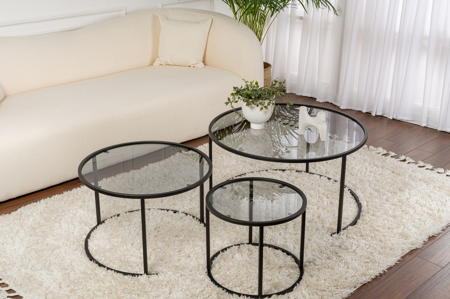 Aurum Soffbord set – 80/60/42 cm – Svart/Grå