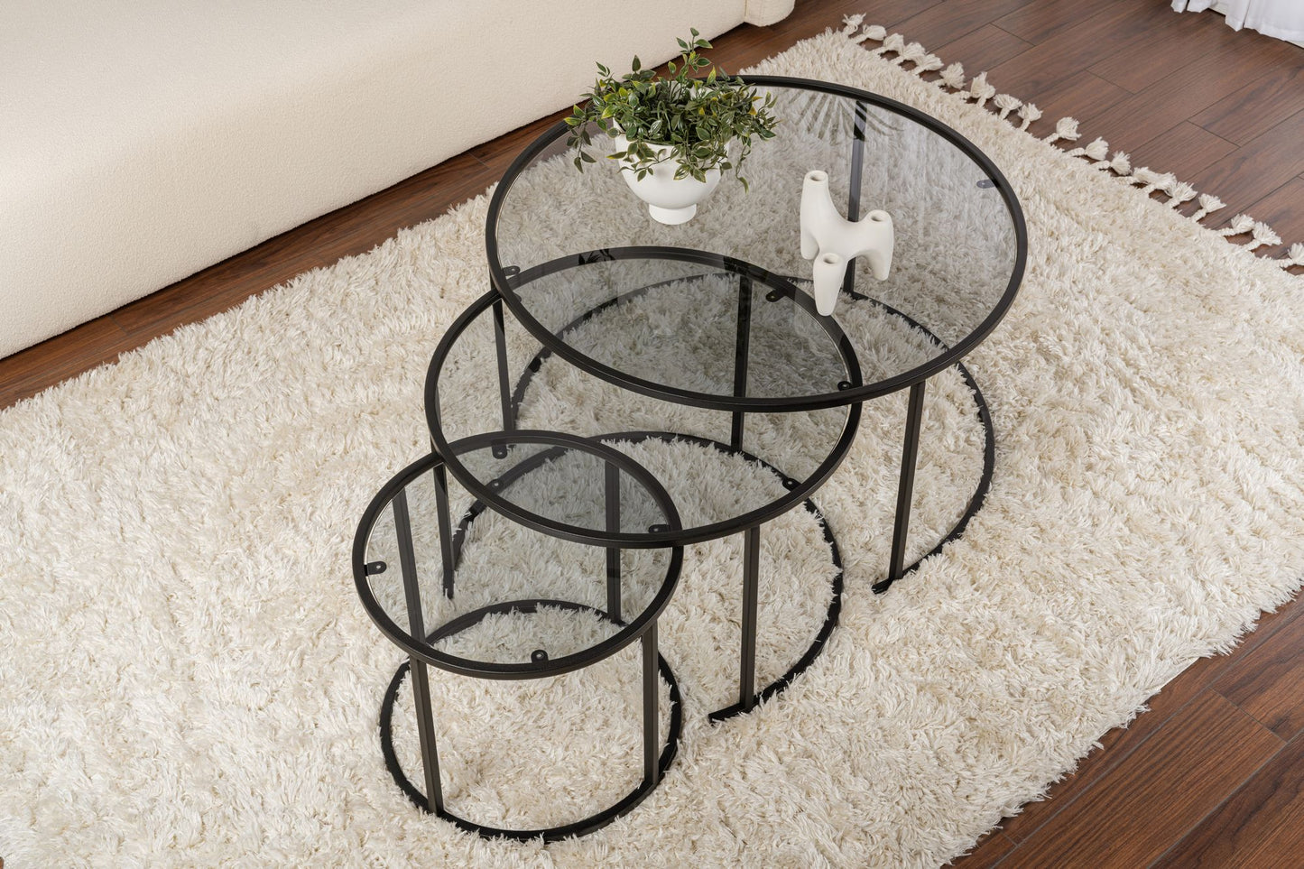 Aurum Soffbord set – 80/60/42 cm – Svart/Grå