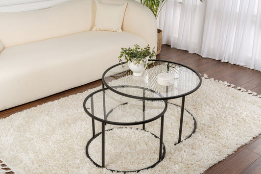 Aurum Soffbord set – 80/60 cm - Svart, Transparent
