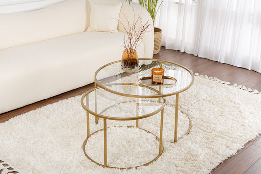 Aurum Soffbord set – 80/60 cm - Guldfärg/Transparent