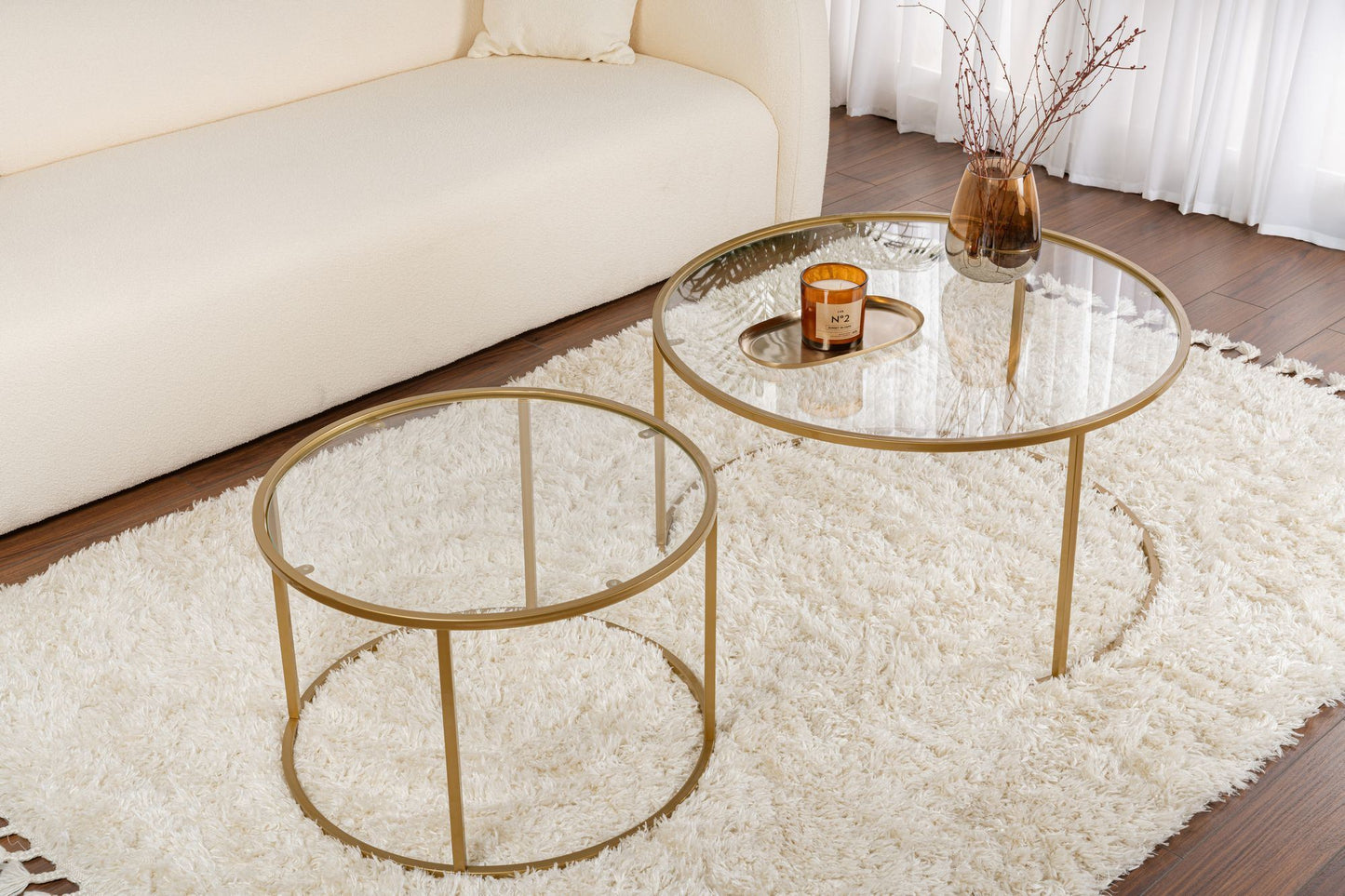 Aurum Soffbord set – 80/60 cm - Guldfärg/Transparent
