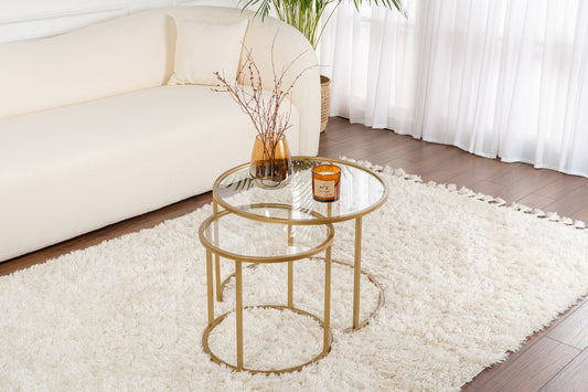 Aurum Soffbord set – 60/42 cm - Guldfärg/Transparent