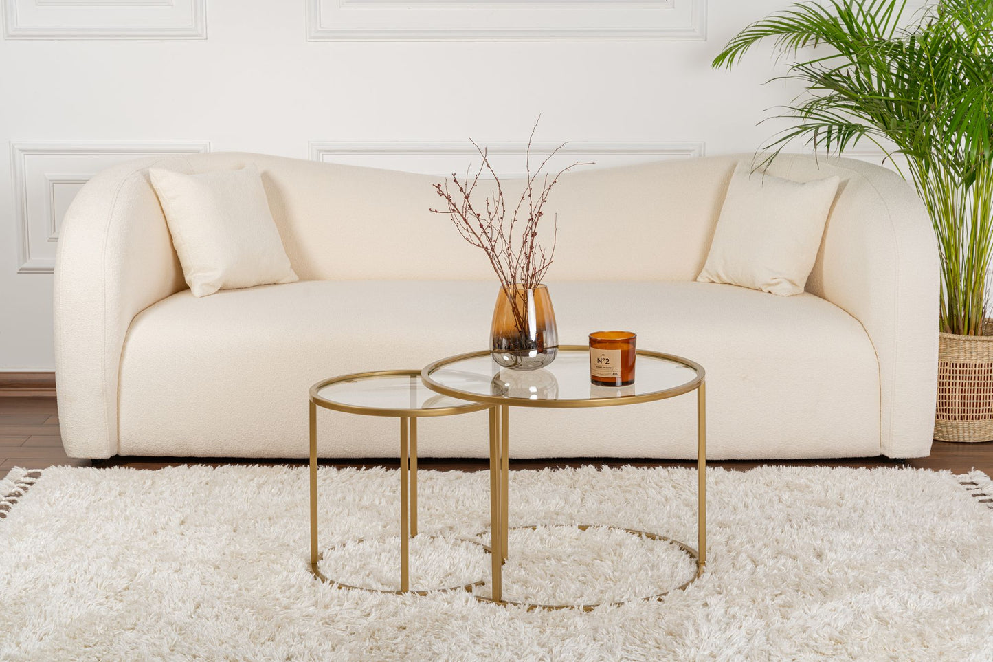 Aurum Soffbord set – 60/42 cm - Guldfärg/Transparent
