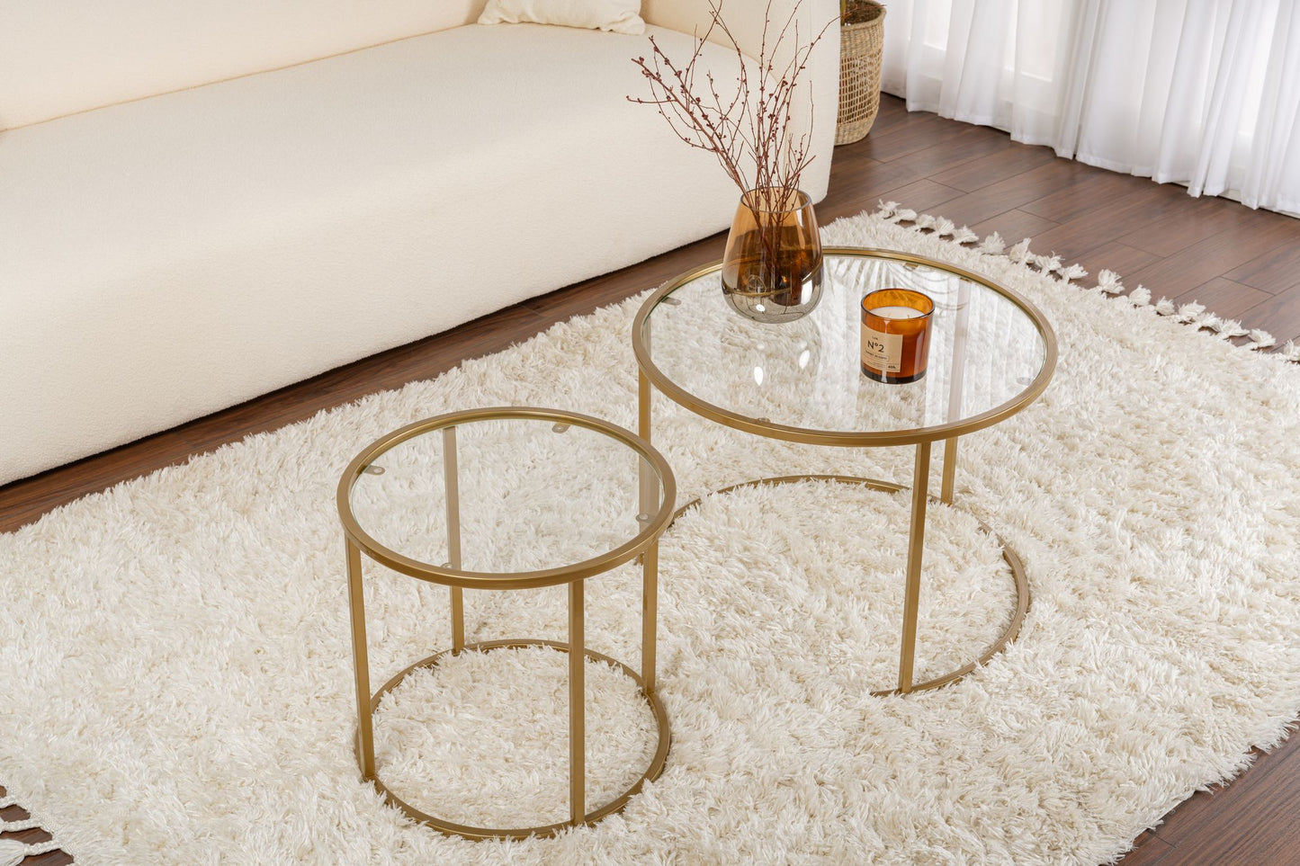 Aurum Soffbord set – 60/42 cm - Guldfärg/Transparent
