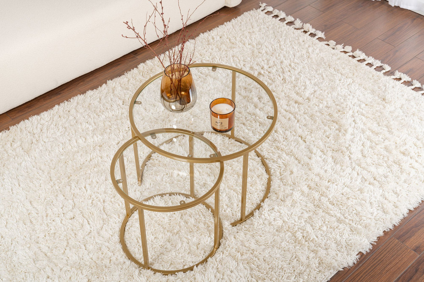 Aurum Soffbord set – 60/42 cm - Guldfärg/Transparent