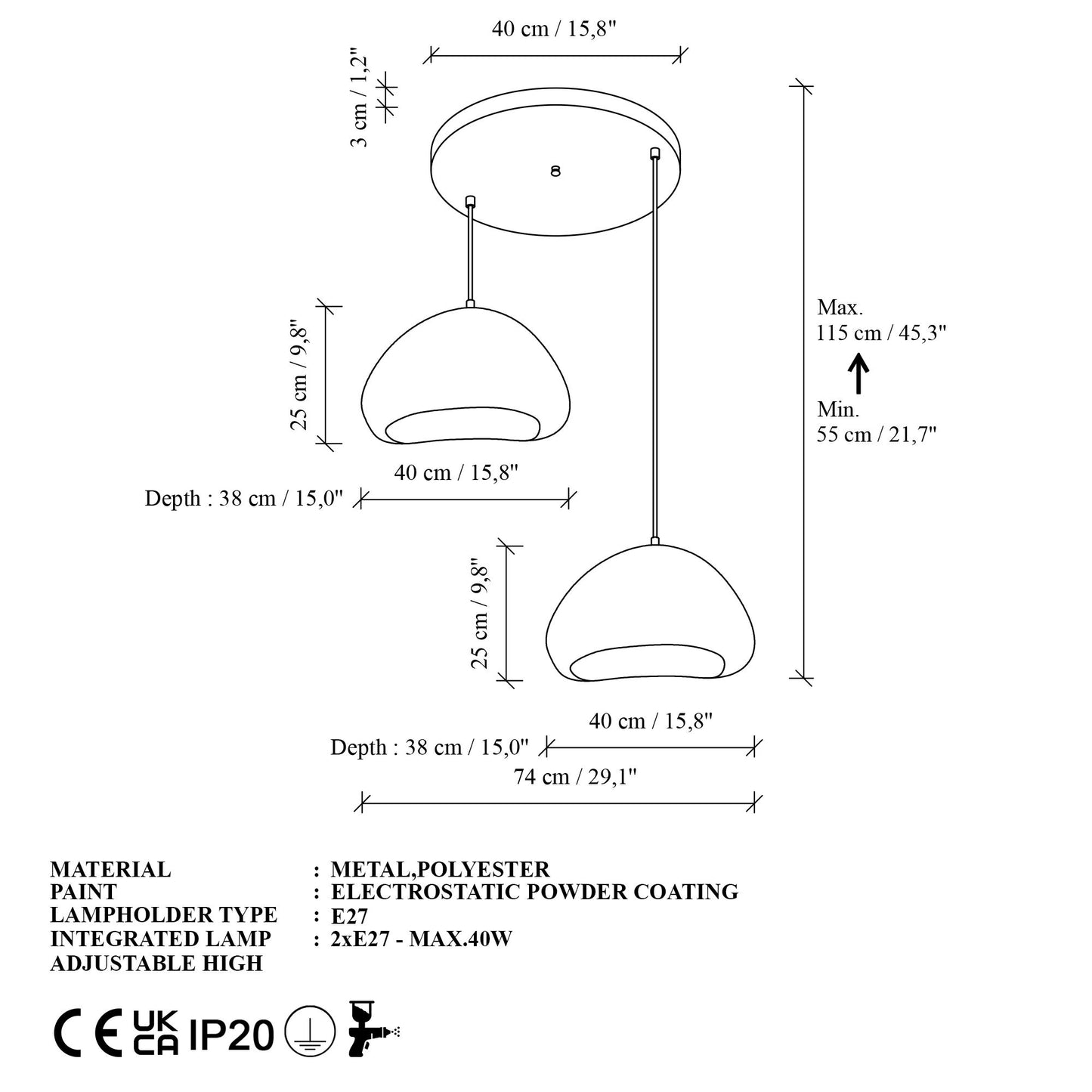 Lora-40-40-T-Nua taklampa