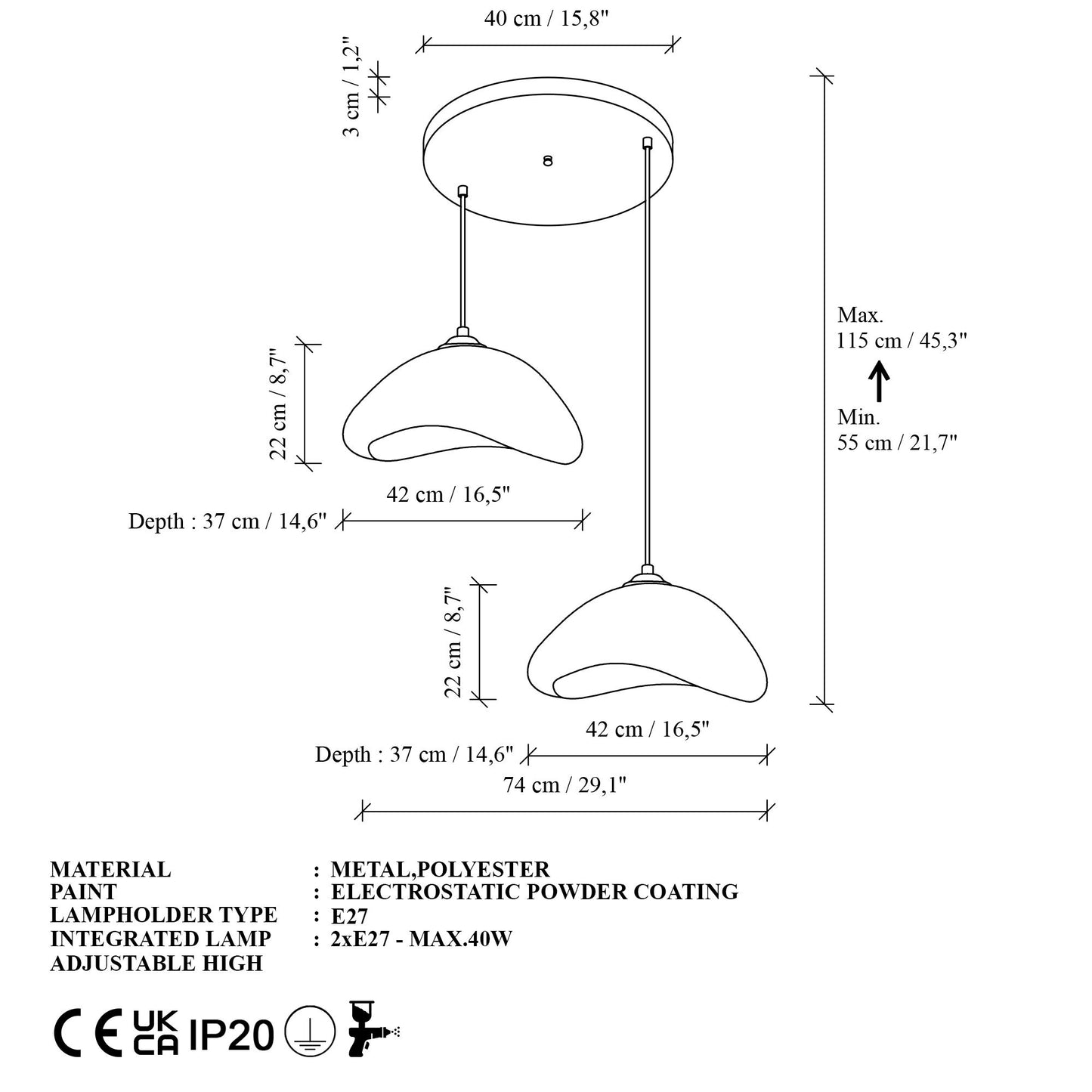 Luna-40-40-T-Nua taklampa