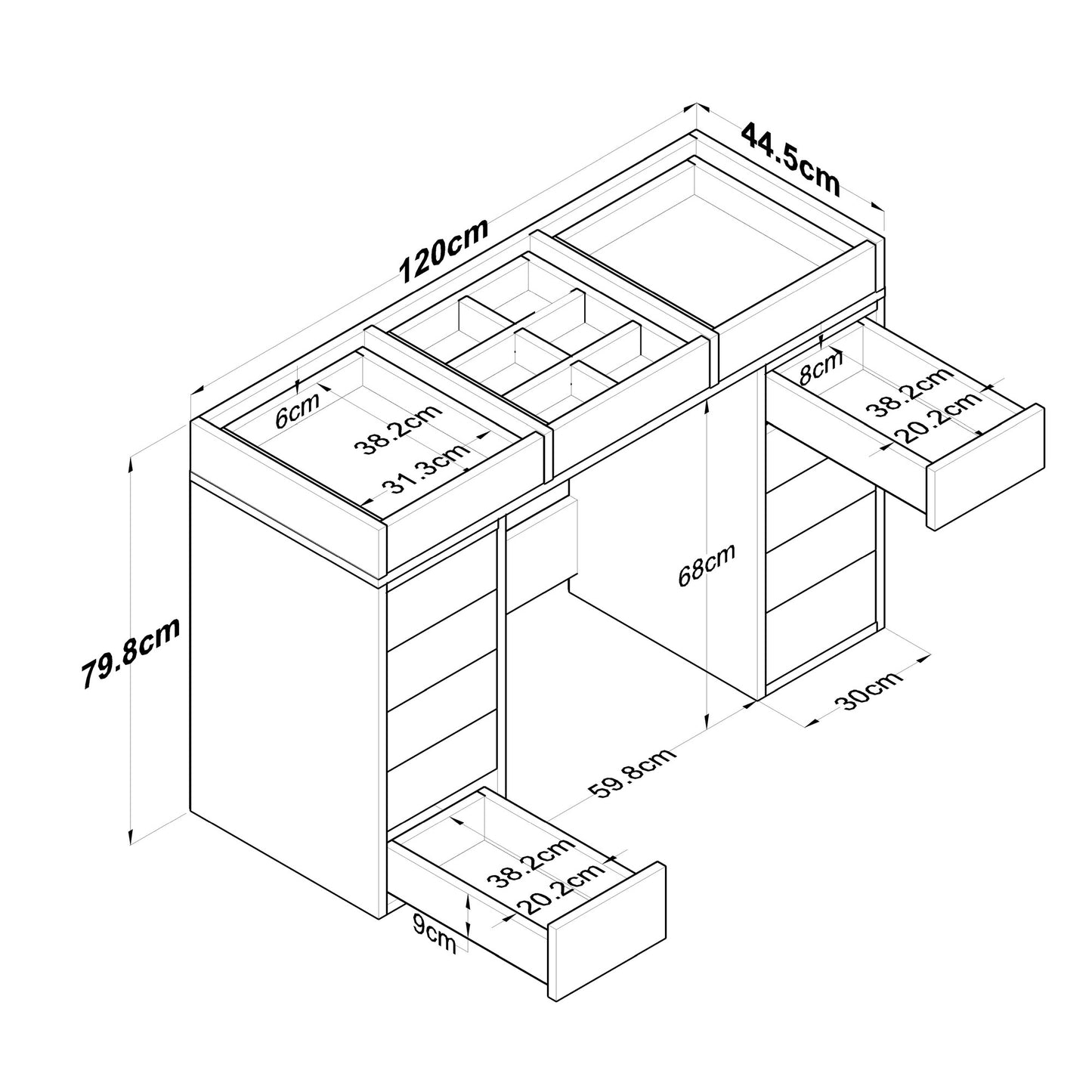 BJ105 - Vitt Sminkbord