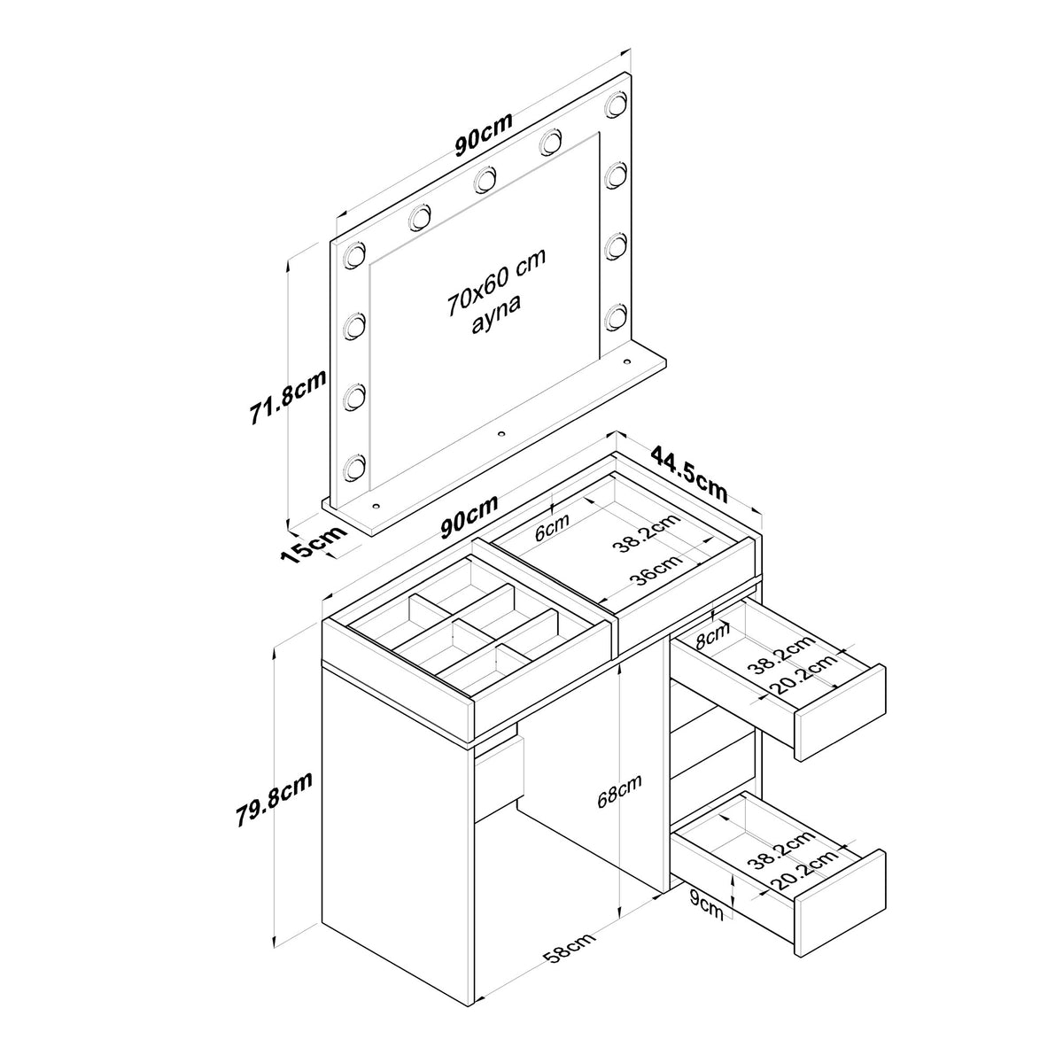 BJ117 Sminkbord