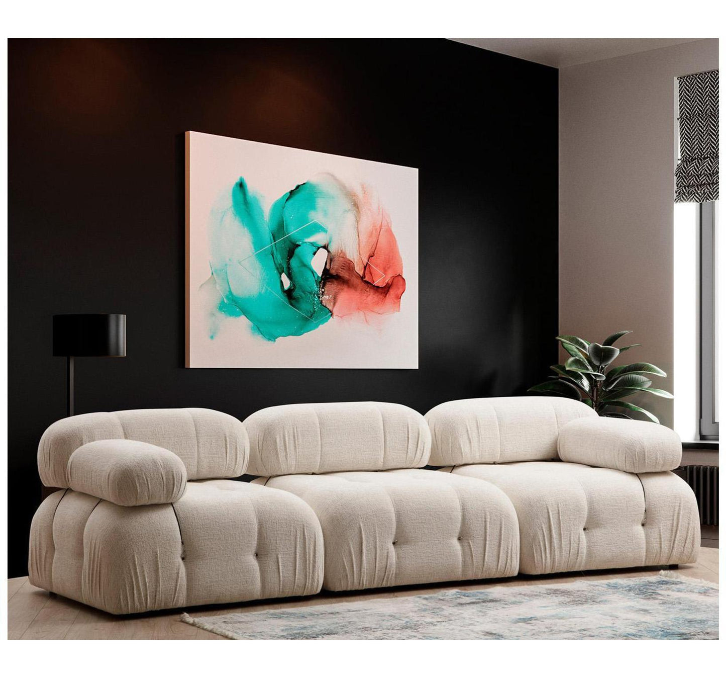 3-sits soffa “Bubble Cream”, 95 x 288 x 75 cm