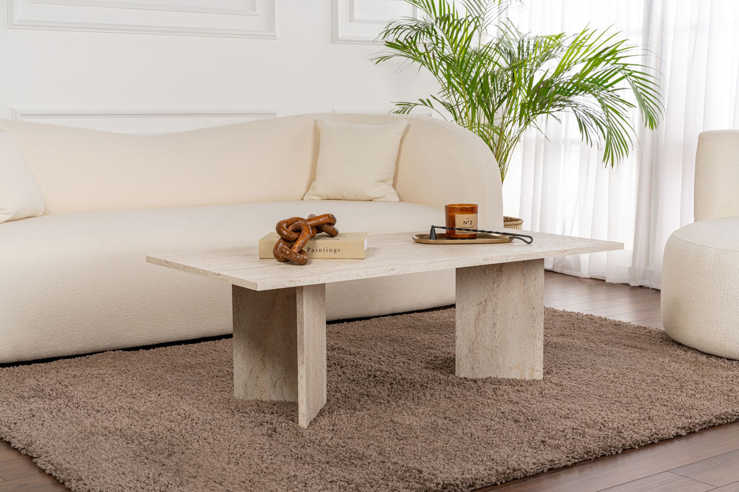 Sabin Soffbord 119x60 cm - Travertine