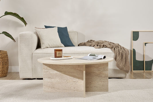 Soleil Soffbord 90 cm - Travertine