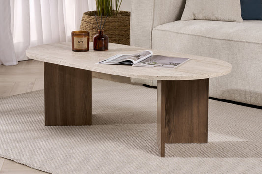Sable Soffbord 119x60 cm - Travertine, Walnut