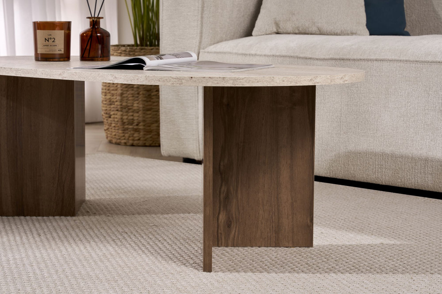 Sable Soffbord 119x60 cm - Travertine, Walnut