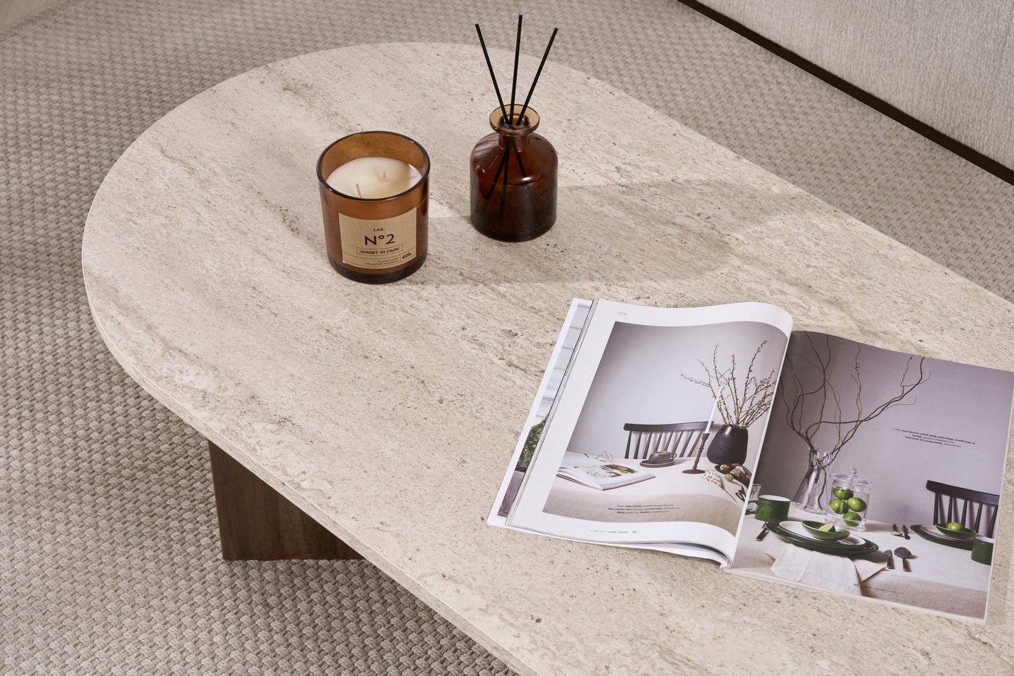 Sable Soffbord 119x60 cm - Travertine, Walnut