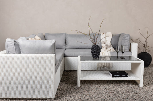 Amazon Hörnsoffgrupp – Bord: H:46 L:110 W:60 Soffa: D:87 H:65 W:249x249