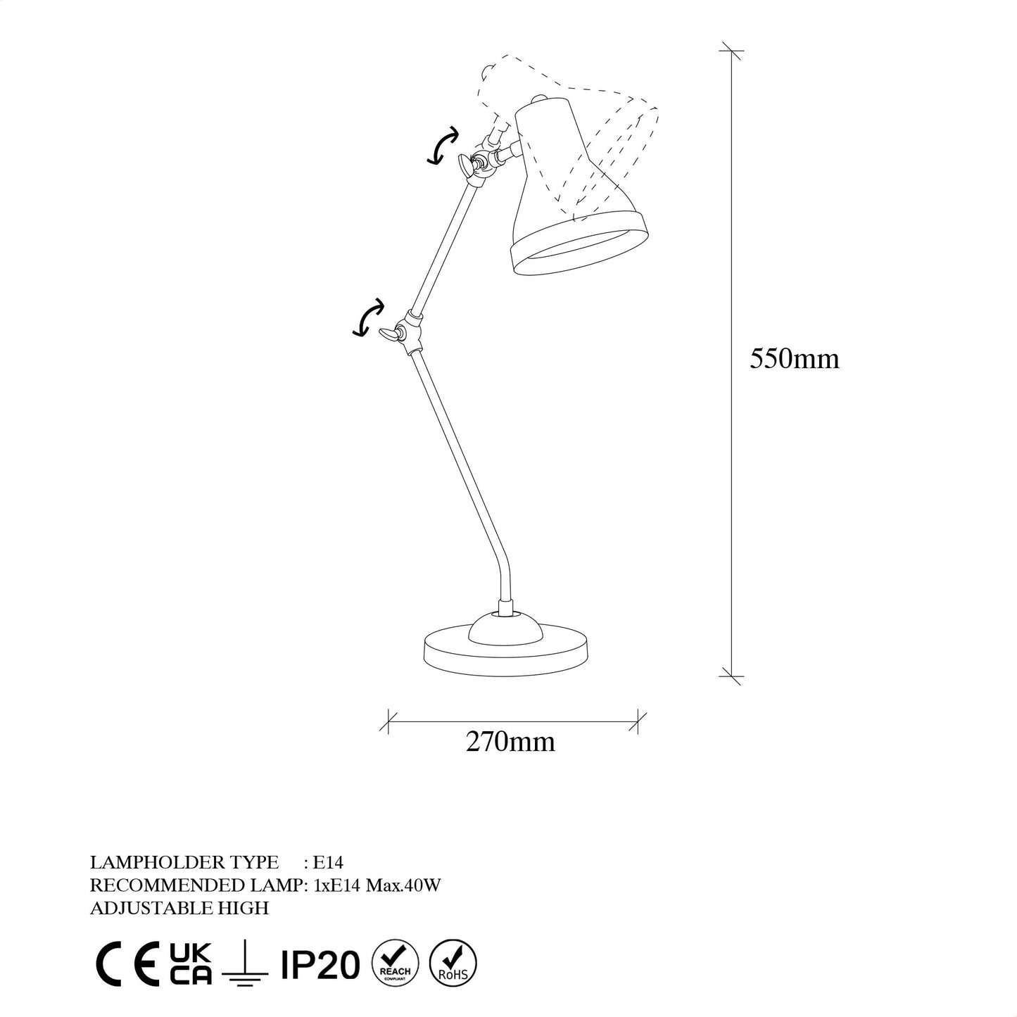 Mixed bordslampa 24 cm