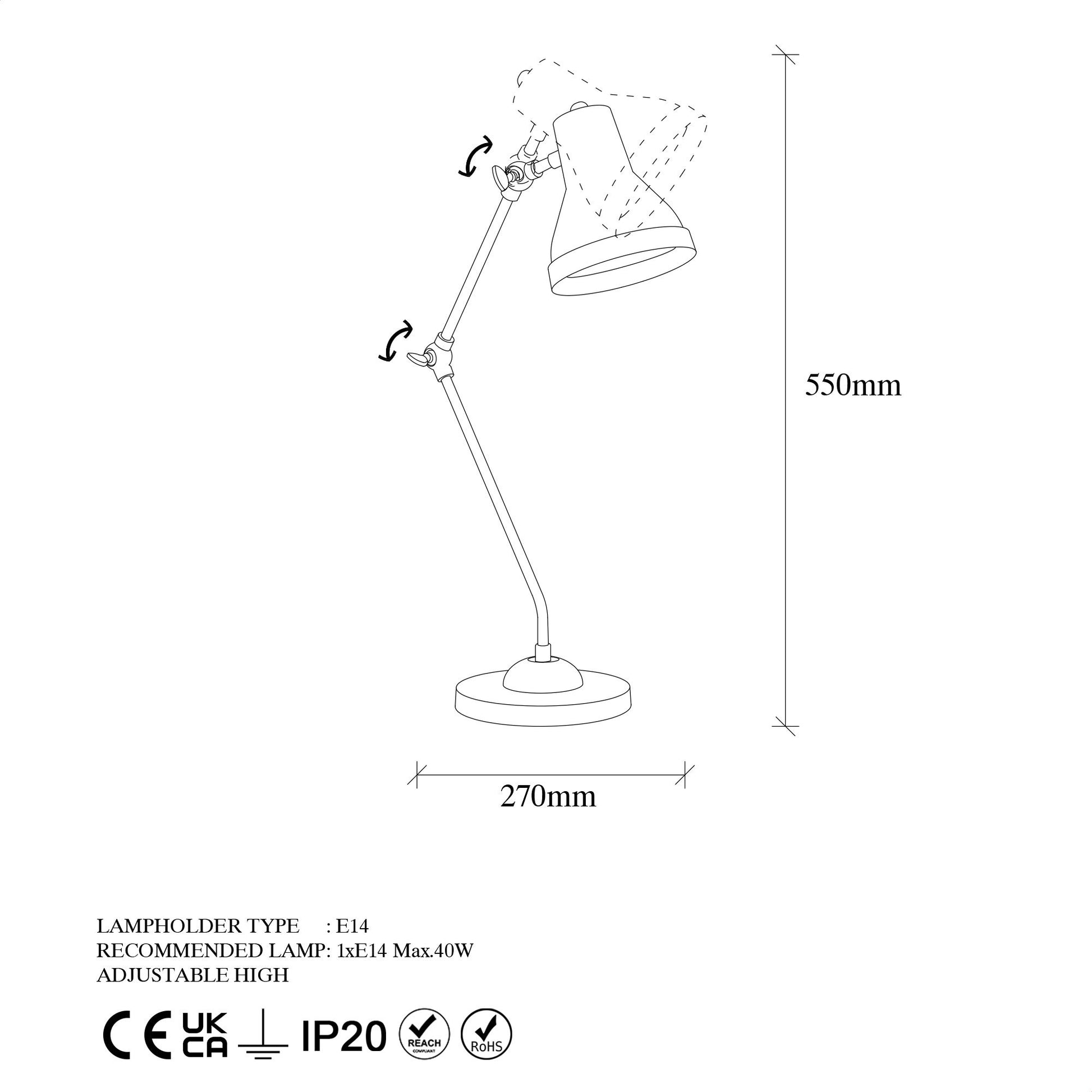 Mixed bordslampa 24 cm