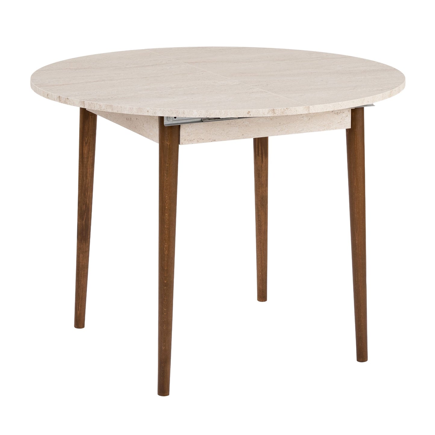 Viona Runt matbord 131x100 cm- Förlängningsbar - Travertine, Walnut
