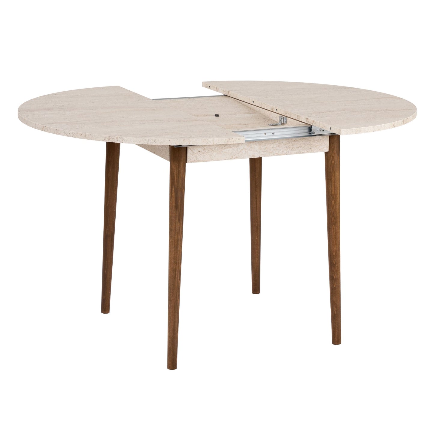 Viona Runt matbord 131x100 cm- Förlängningsbar - Travertine, Walnut