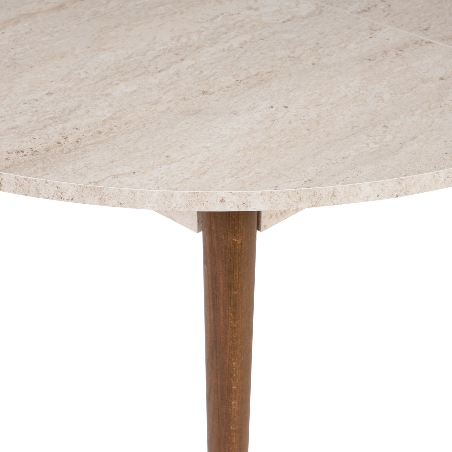 Viona Runt matbord 131x100 cm- Förlängningsbar - Travertine, Walnut