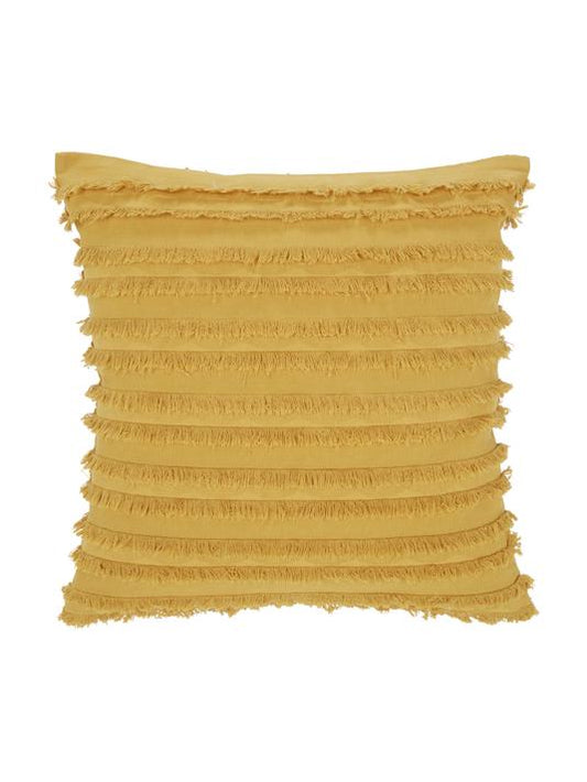 45x45 Kuddfodral med dekorativa fransar - Senapsgul