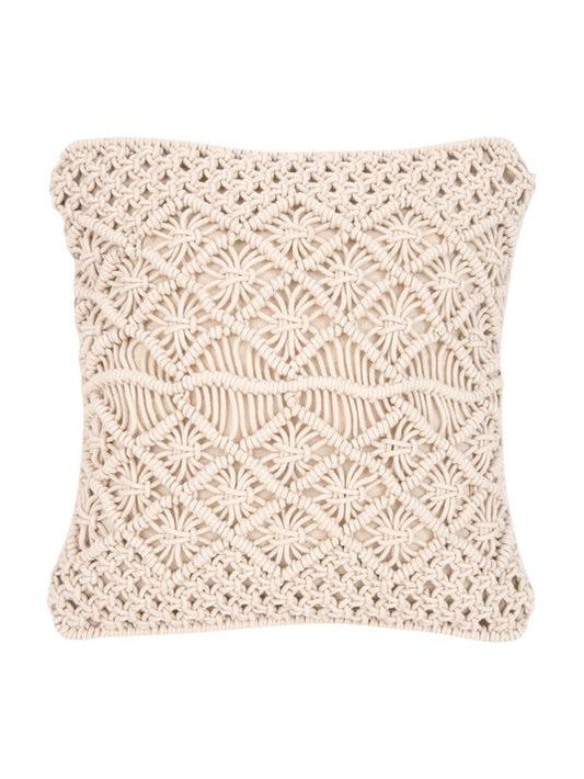 45x45 Kuddfodral med macrame mönster - Ecru