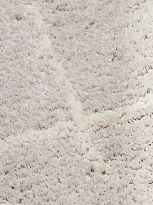 120x180 Fluffig matta med hög lugg - Beige/Gräddvit