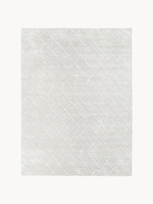 Handtuftad viskosmatta Blank med diamantmönster, B 300 x L 400 cm