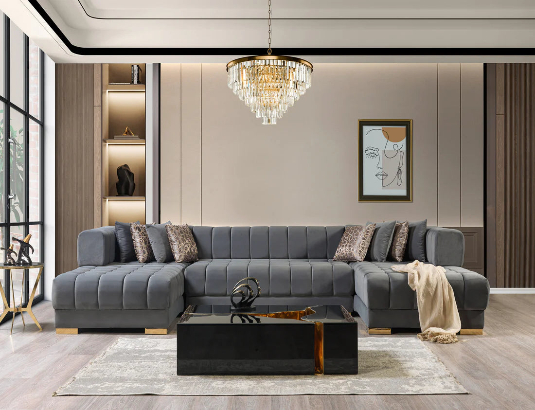 Ariana– U Soffa - Bäddsoffa genom tillägg av puff/pall