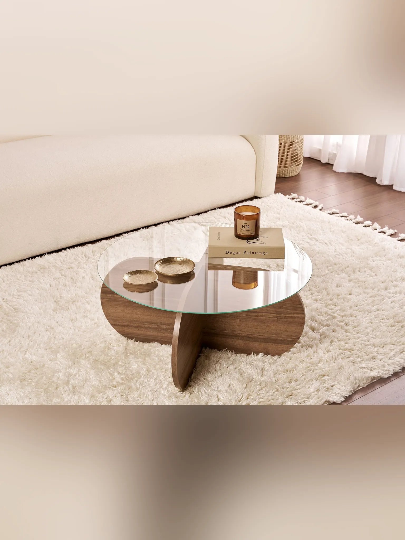 Aeris Soffbord 75 cm - Venezia Walnut, Transparent