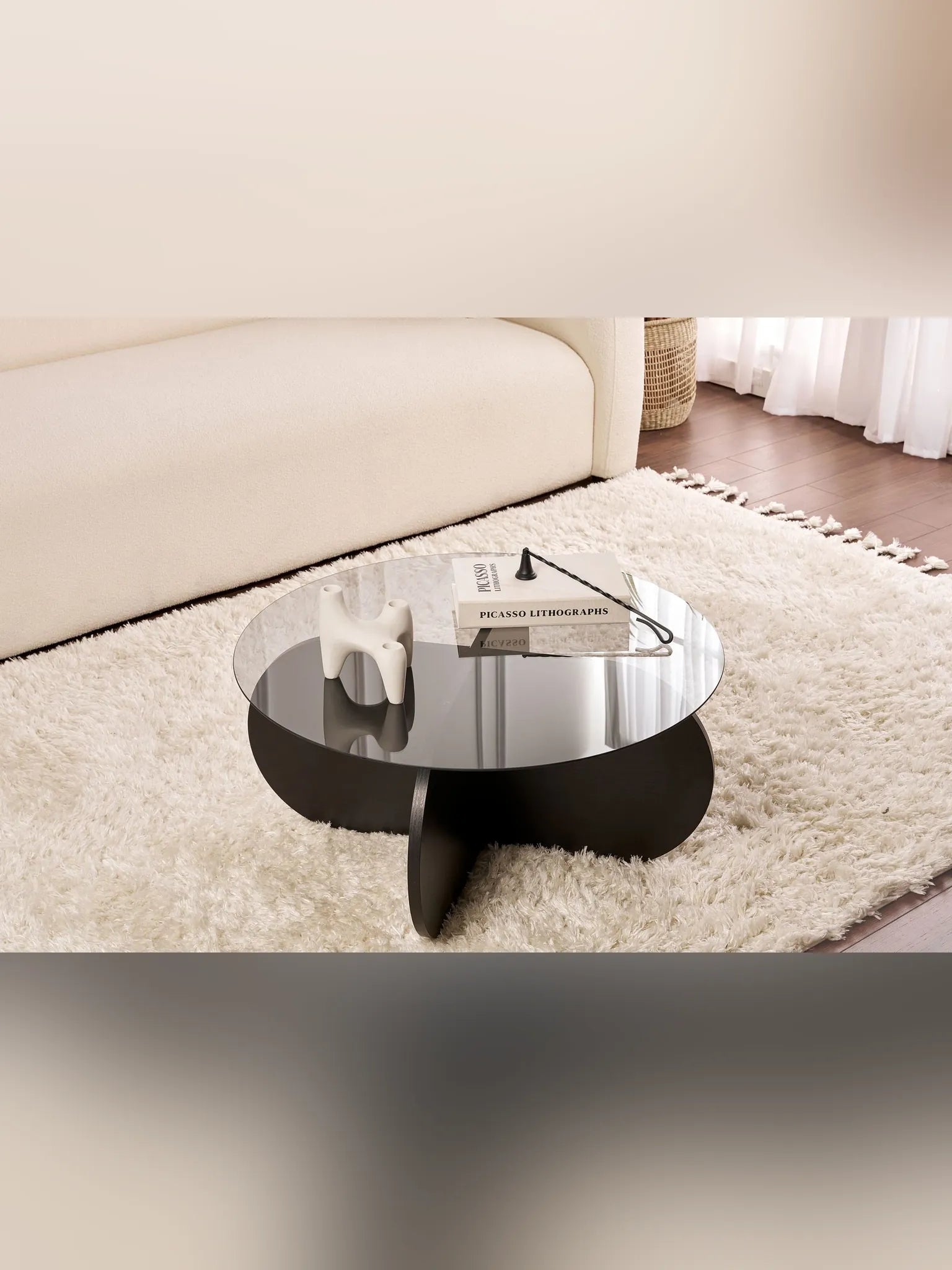 Aeris Soffbord 75x75x35 cm - Wood Black, Transparent