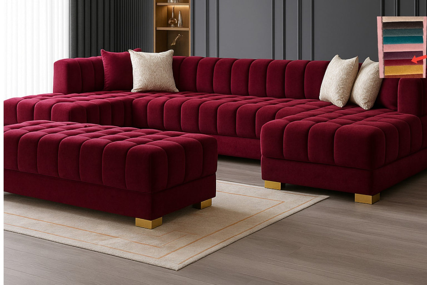 Ariana– U Soffa - Bäddsoffa genom tillägg av puff/pall