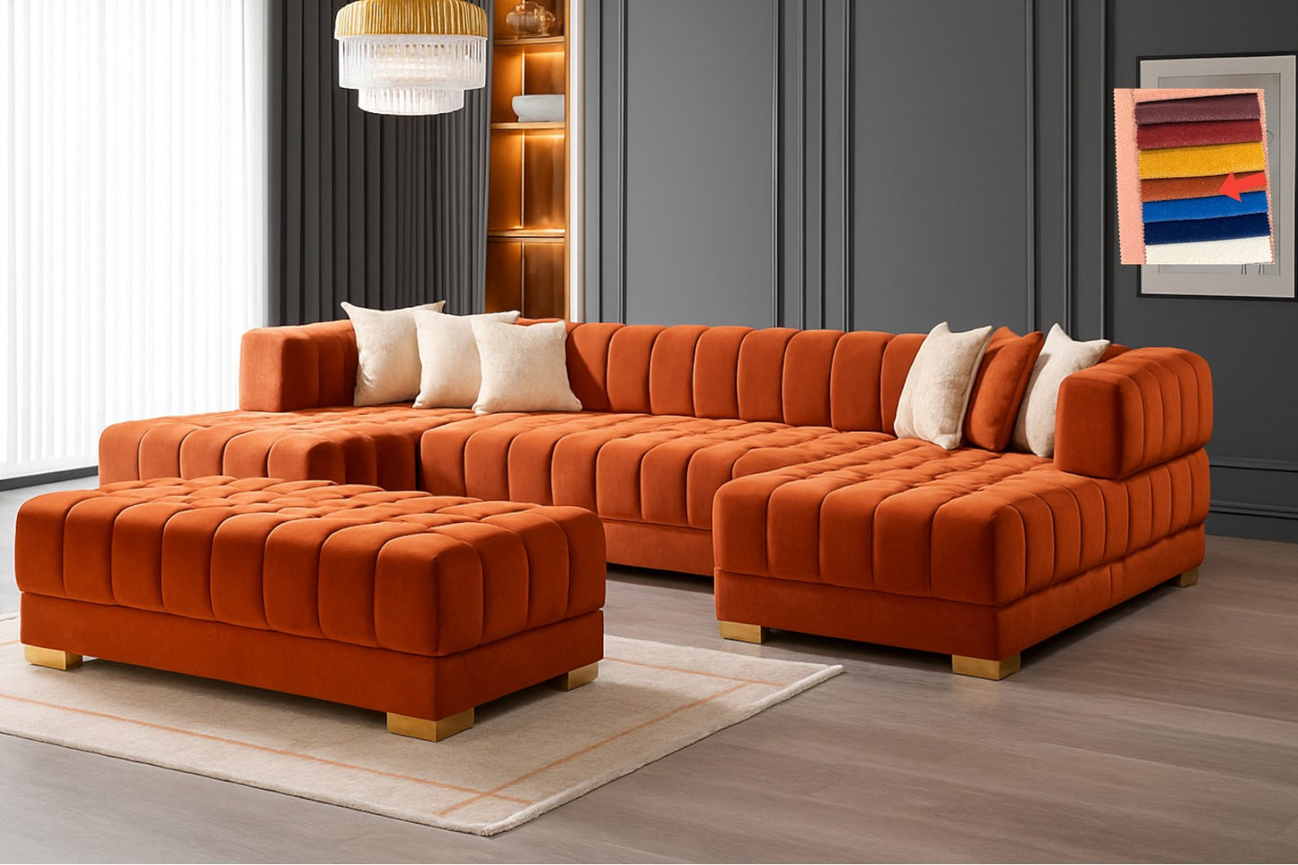 Ariana– U Soffa - Bäddsoffa genom tillägg av puff/pall