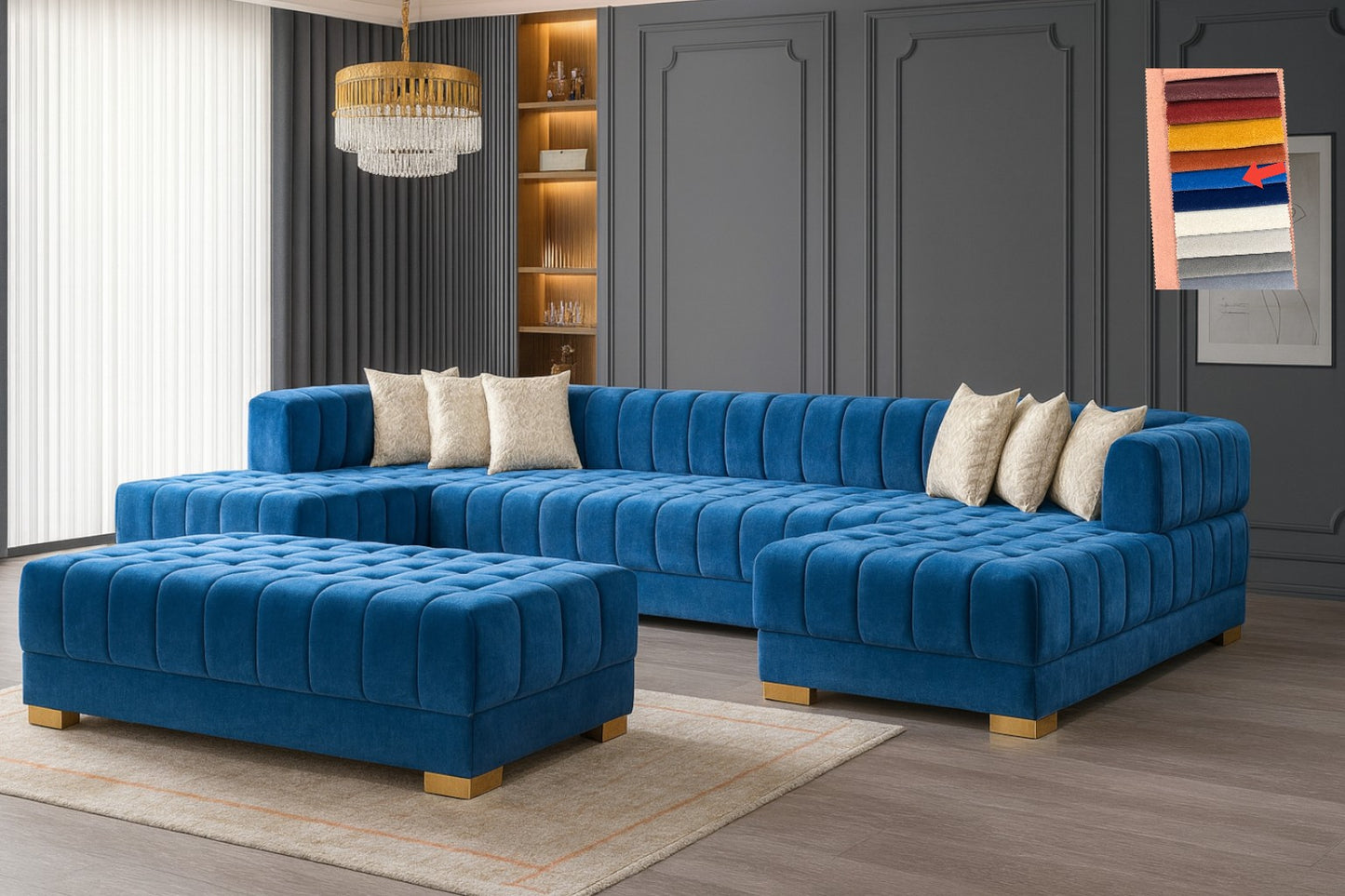 Ariana– U Soffa - Bäddsoffa genom tillägg av puff/pall