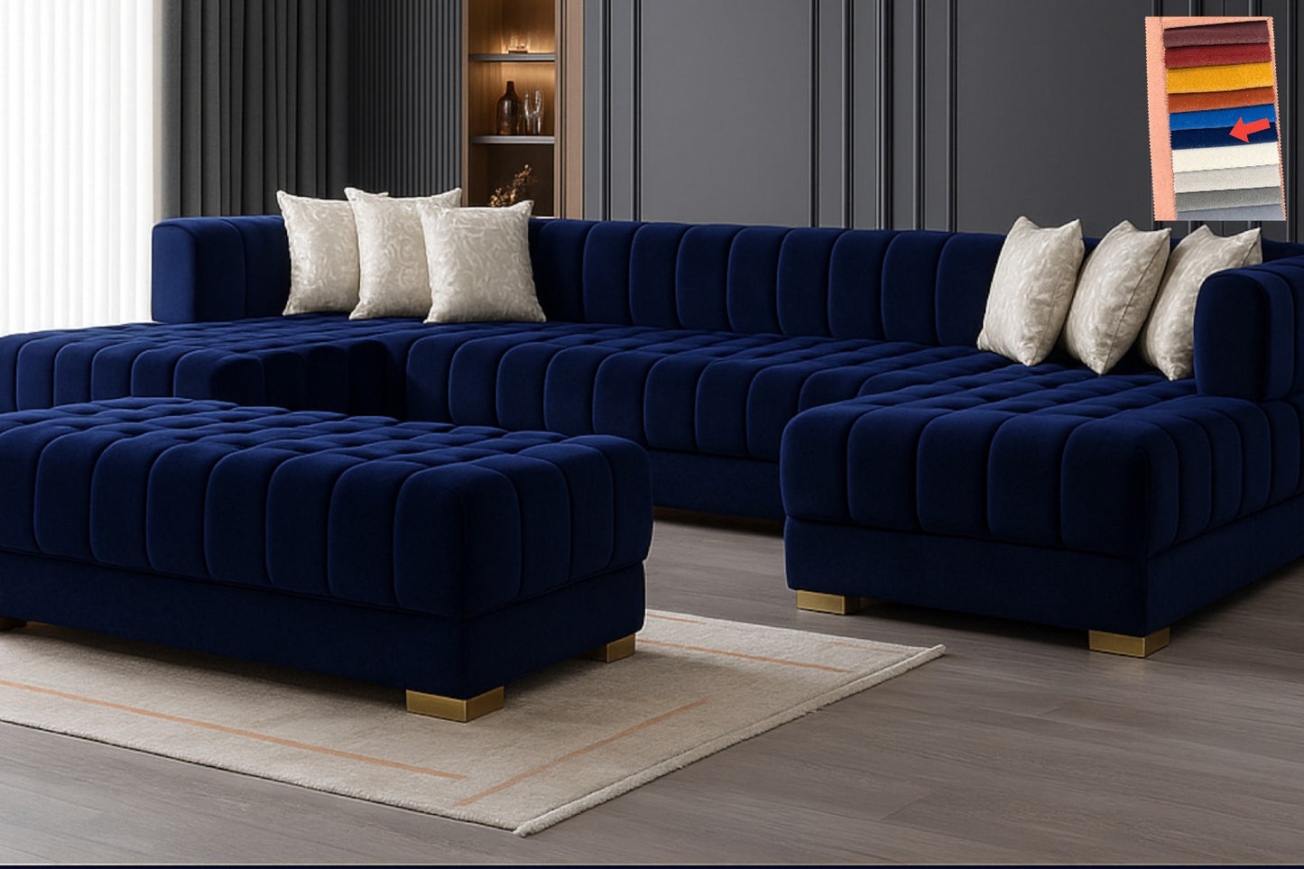 Ariana– U Soffa - Bäddsoffa genom tillägg av puff/pall