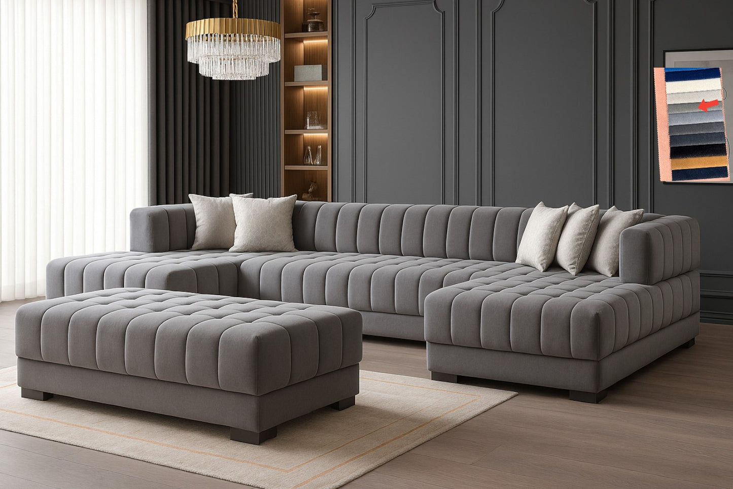 Ariana– U Soffa - Bäddsoffa genom tillägg av puff/pall