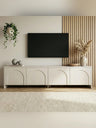 Aurelia 180x32x45 cm - Atlas, Krämfärgad, Vit Tv-Bänk