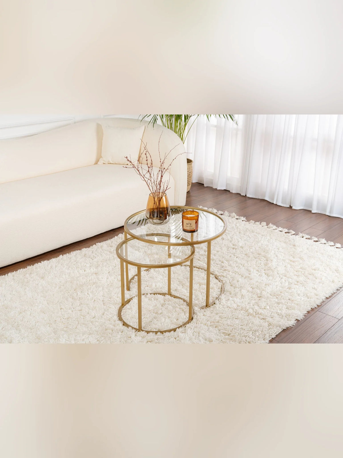 Aurum Soffbord set - 60/42 cm - Guldfärg/Transparent