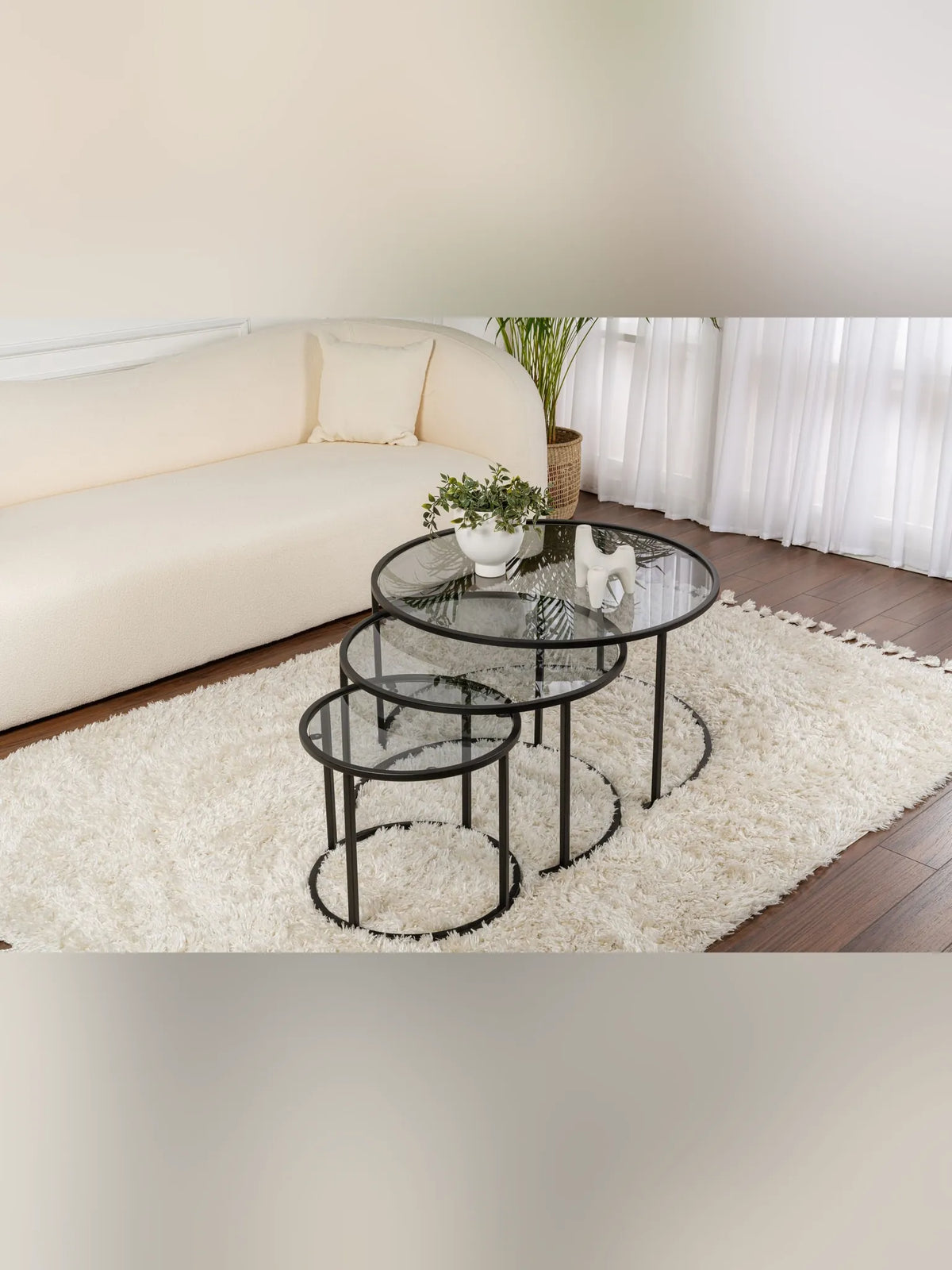 Aurum Soffbord set - 80/60/42 cm - Svart/Grå