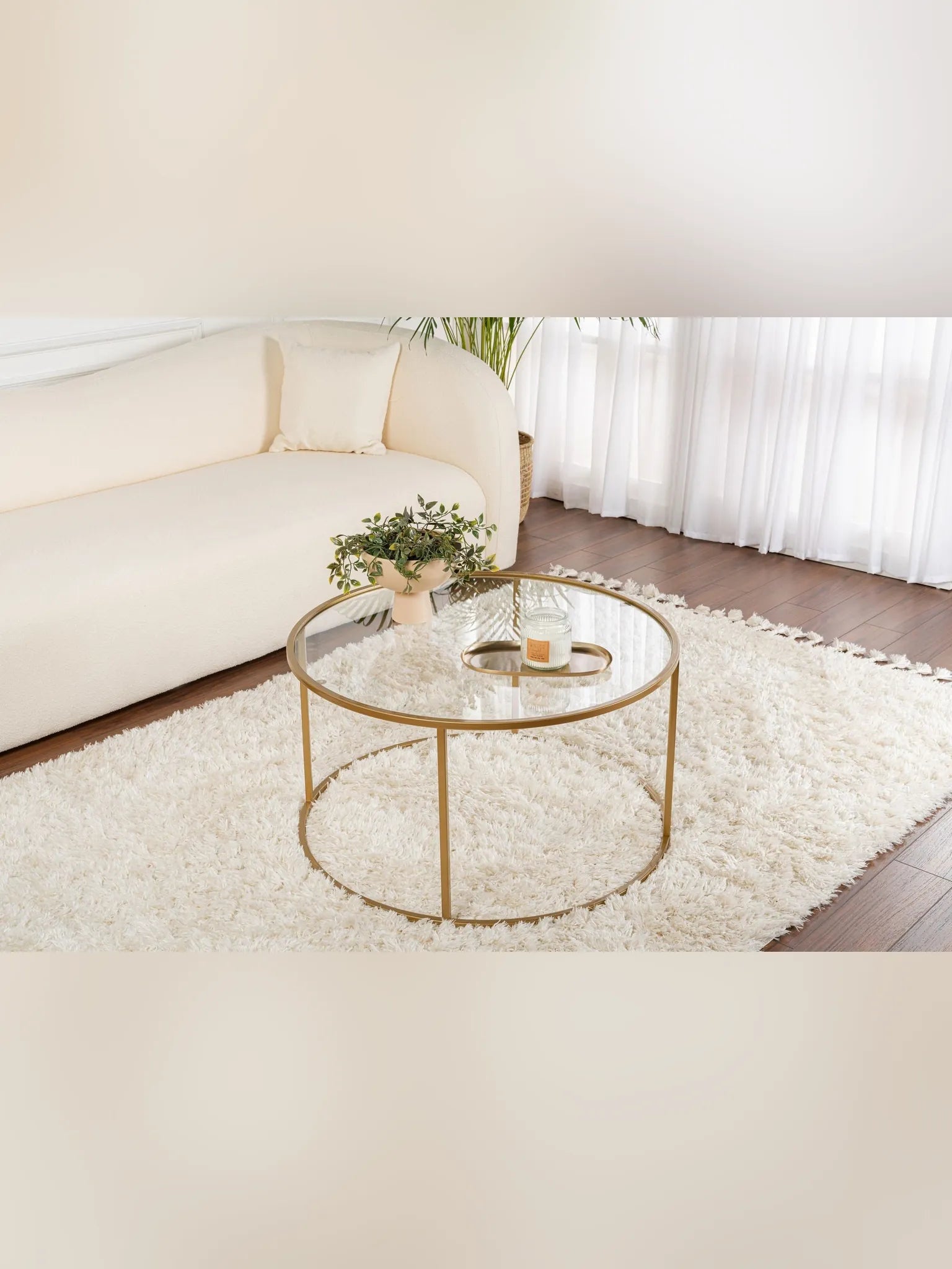 Aurum Soffbord 80 cm - Gold, Transparent