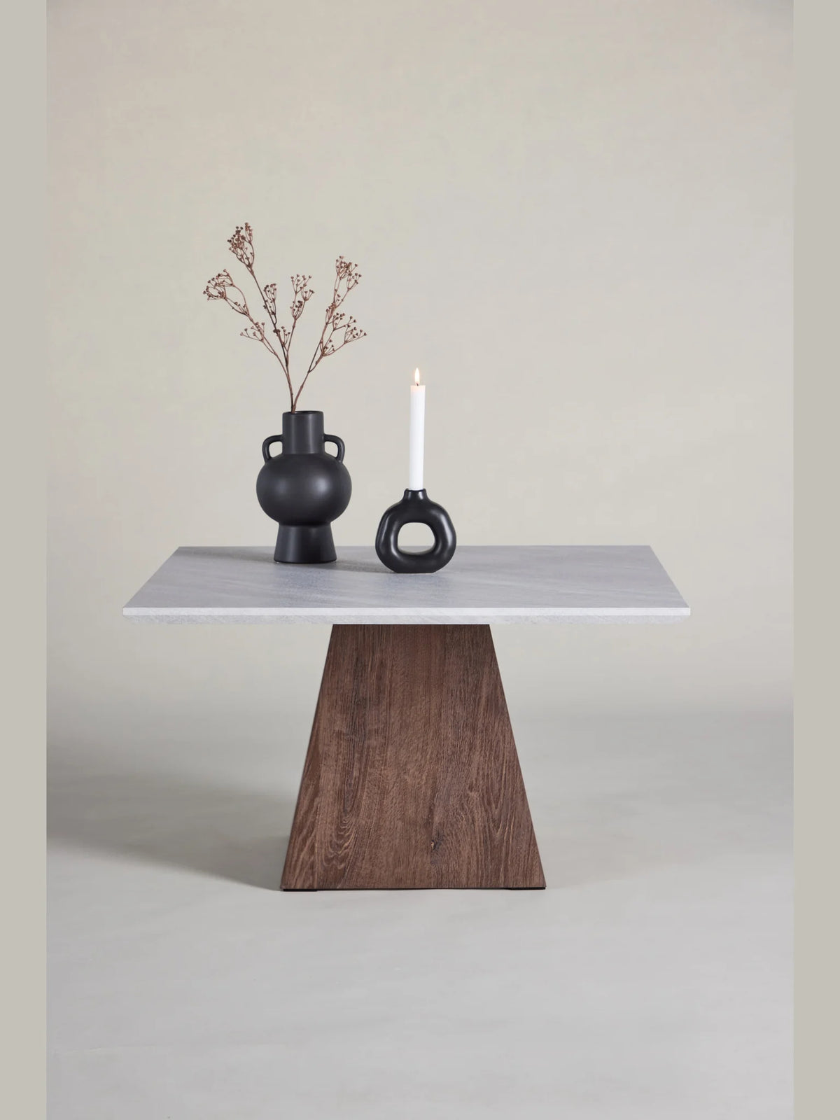 Cael soffbord 80x80x45 cm - MDF 3D-papper Mocca / Stonelook