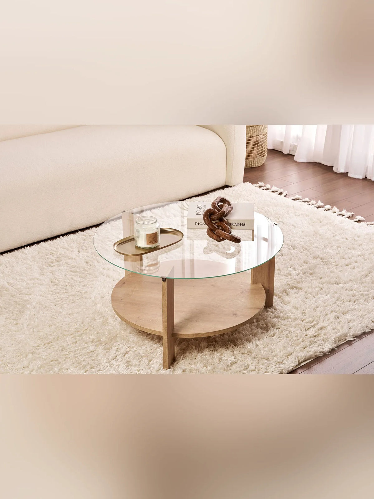 Clara Soffbord 75 cm - Sapphire Oak, Transparent