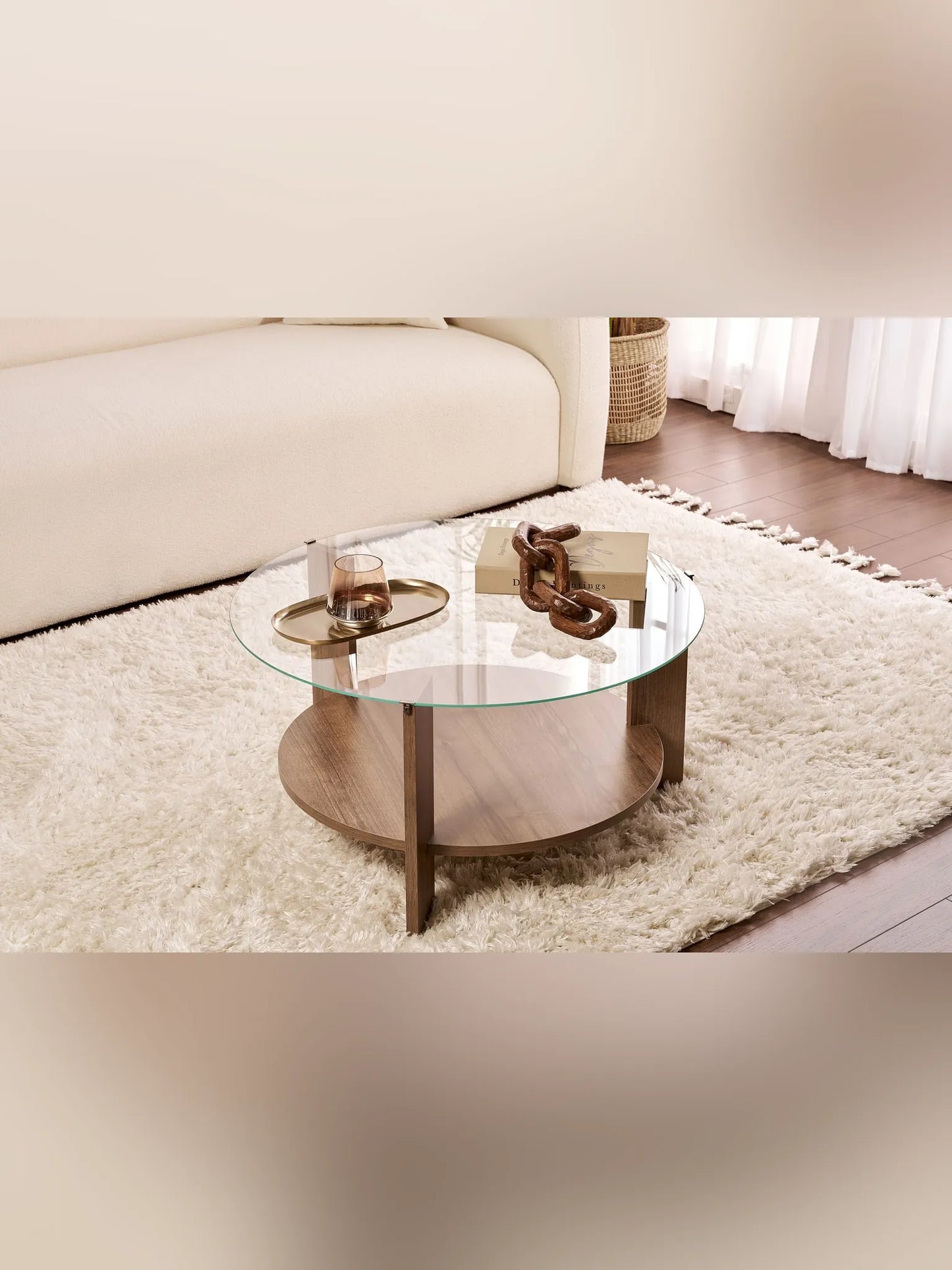 Clara Soffbord 75 cm - Venezia Walnut, Transparent