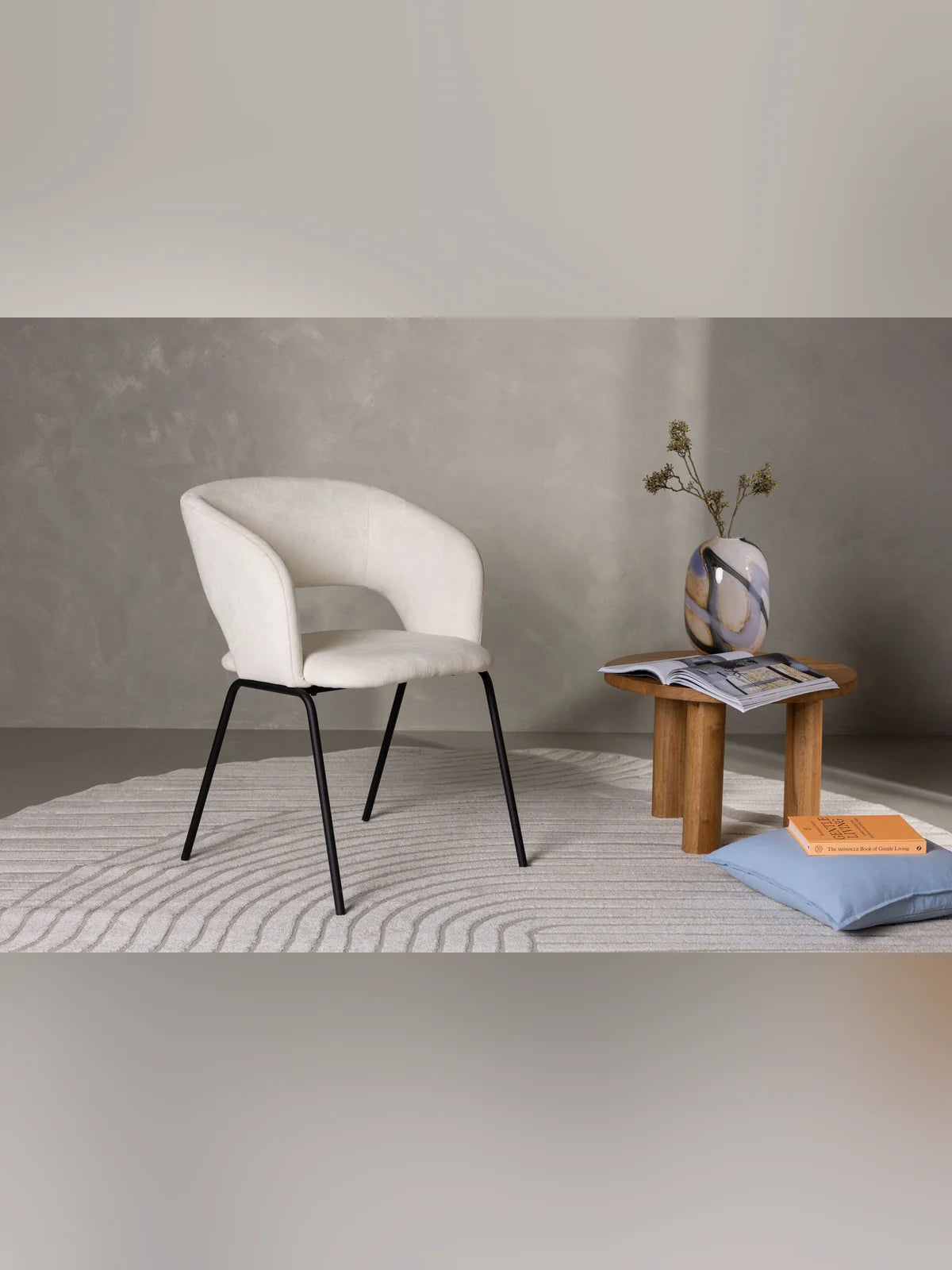 Day Matstol - Mattsvart / Offwhite Linne