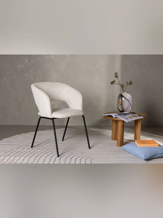 Day Matstol - Mattsvart / Offwhite Linne