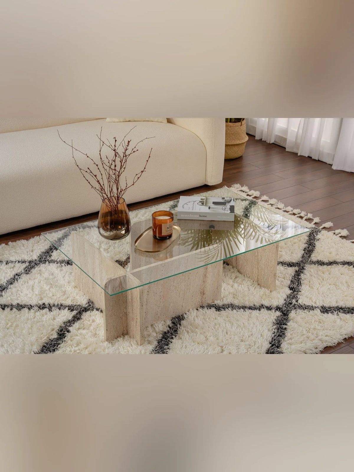 Flavio Soffbord 105x30 cm - Travertine