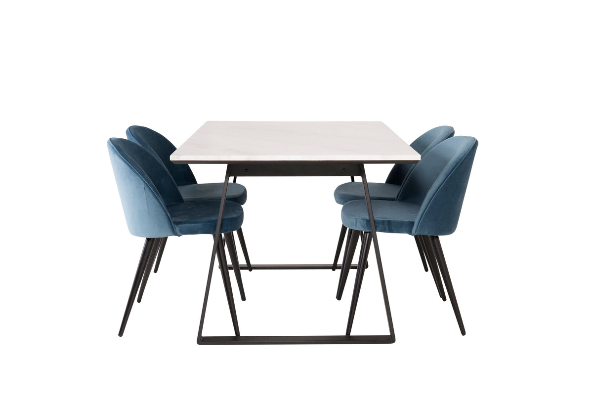 Estelle Matbord med Velvet Stolarna – Bord: 74,5x140x90 Stol: 57x76,5x50