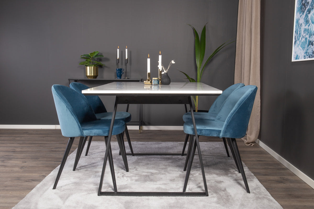 Estelle Matbord med Velvet Stolarna – Bord: 74,5x140x90 Stol: 57x76,5x50