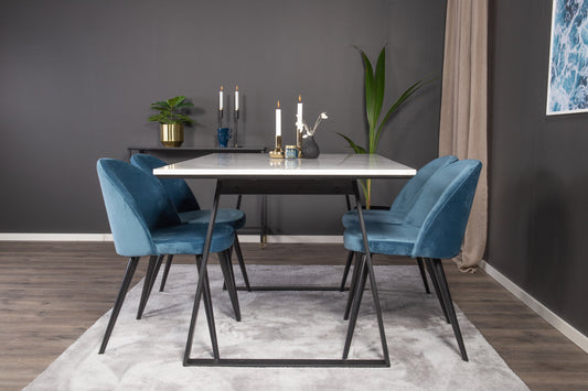 Estelle Matbord med Velvet Stolarna – Bord: 74,5x140x90 Stol: 57x76,5x50
